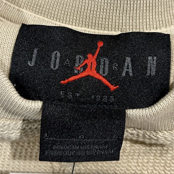Air Jordan Flight Heritage Men’s Size L Beige Olive Green Crew Sweatshirt - Picture 4 of 5